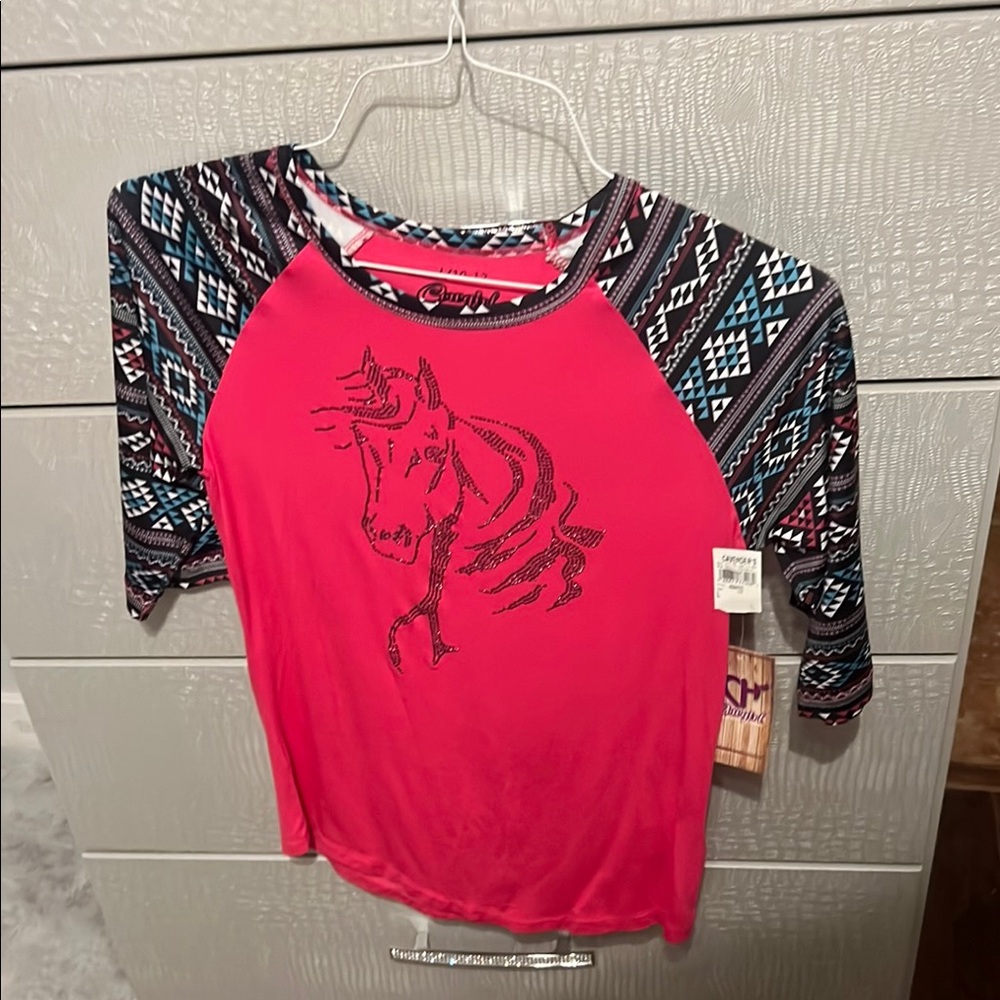Cowgirl Tuff Kids' Pink Horse Graphic Top